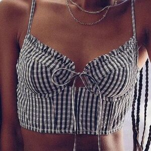 Urban Outfitters | Out From Under Seersukcer Bustier Top Gingham Black & White M